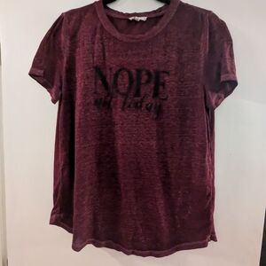 Maurices Burgundy Short Sleeve Tee with Slogan